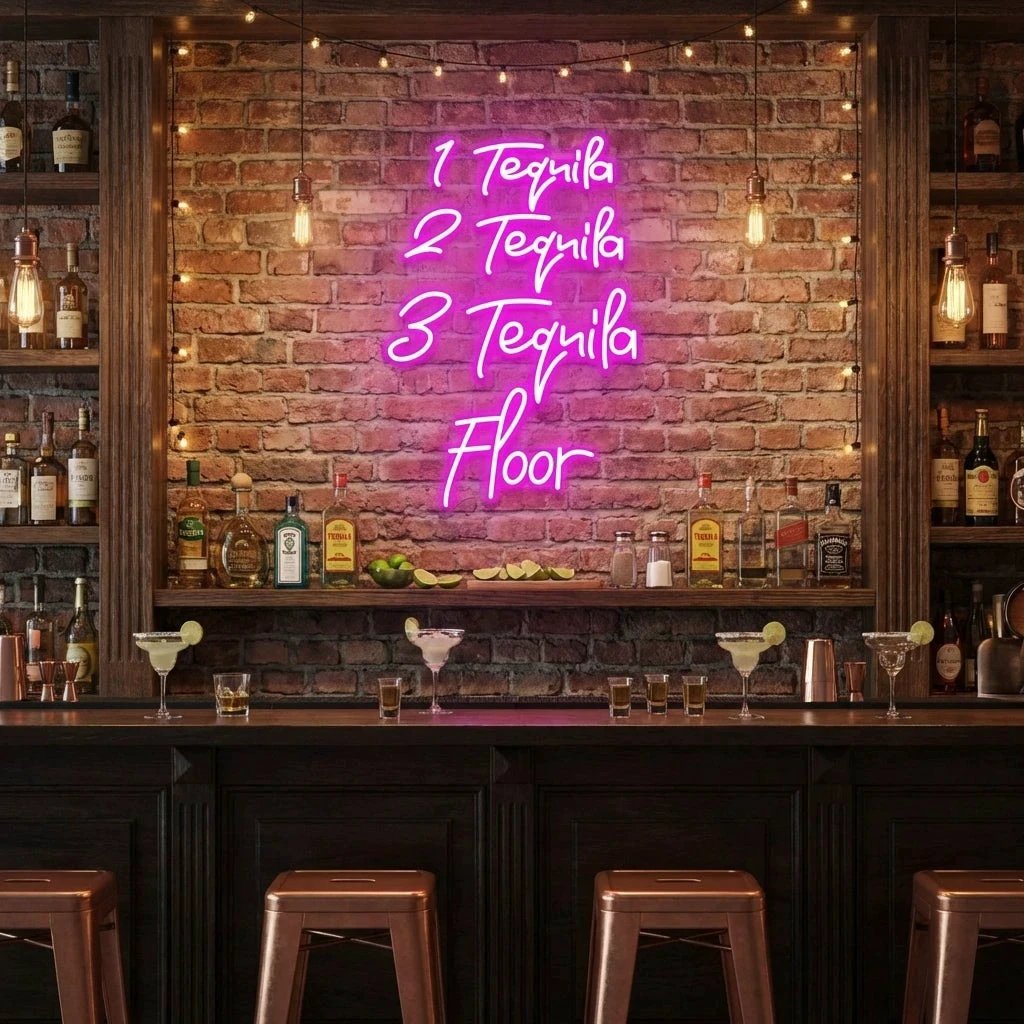 1 Tequila, 2 Tequila, 3 Tequila Floor Led Neon Sign Light