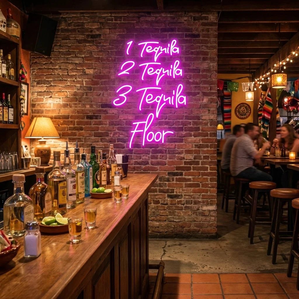 1 Tequila, 2 Tequila, 3 Tequila Floor Led Neon Sign Light
