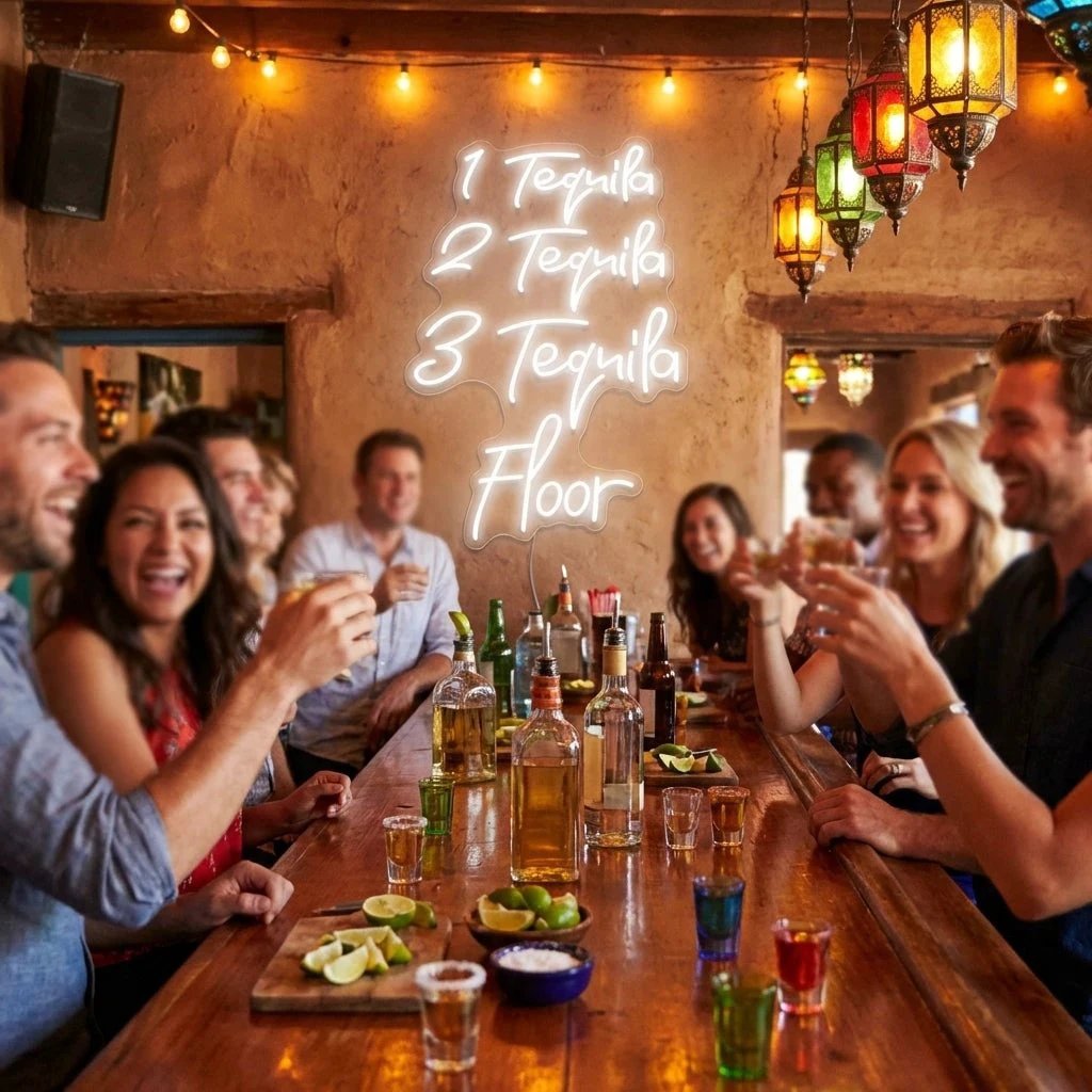 1 Tequila, 2 Tequila, 3 Tequila Floor Led Neon Sign Light
