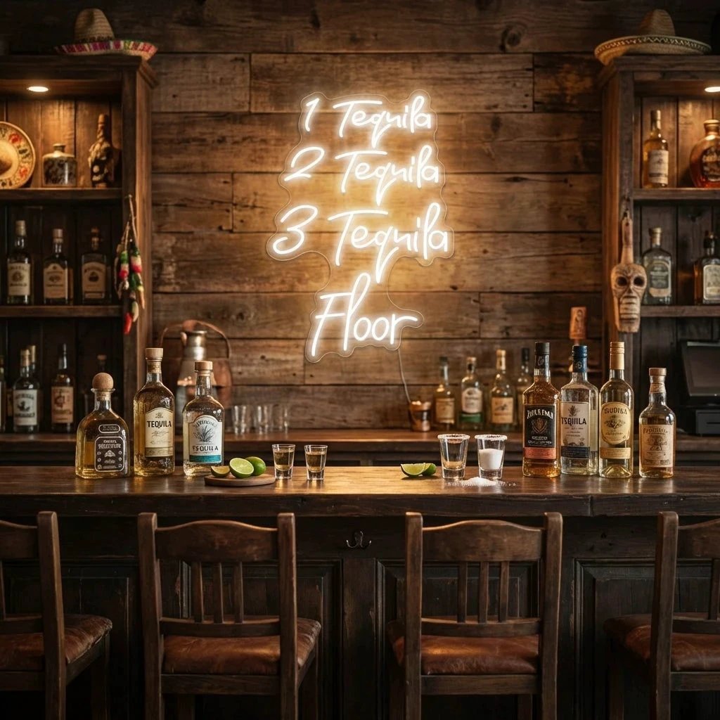 1 Tequila, 2 Tequila, 3 Tequila Floor Led Neon Sign Light