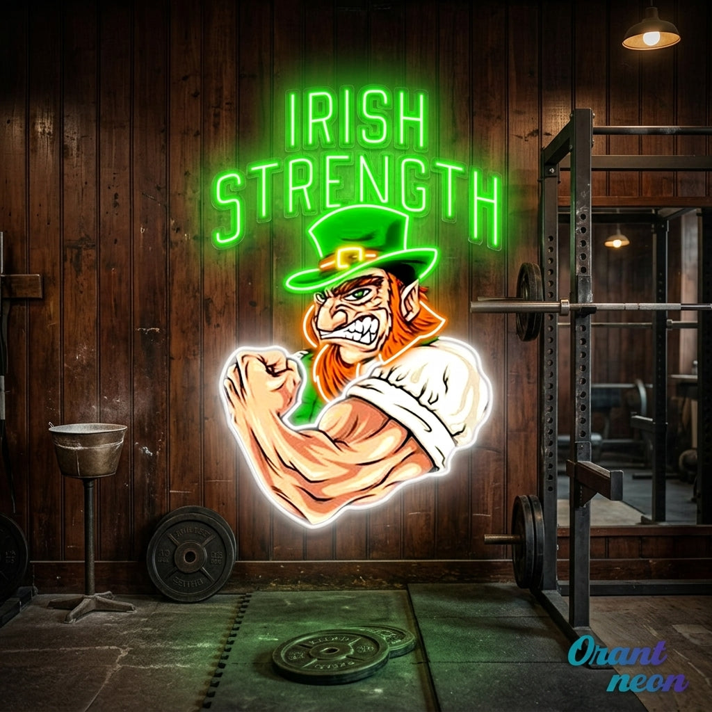 Patrick's Day Irish Goblin With Muscle Led Neon Acrylic Artwork
