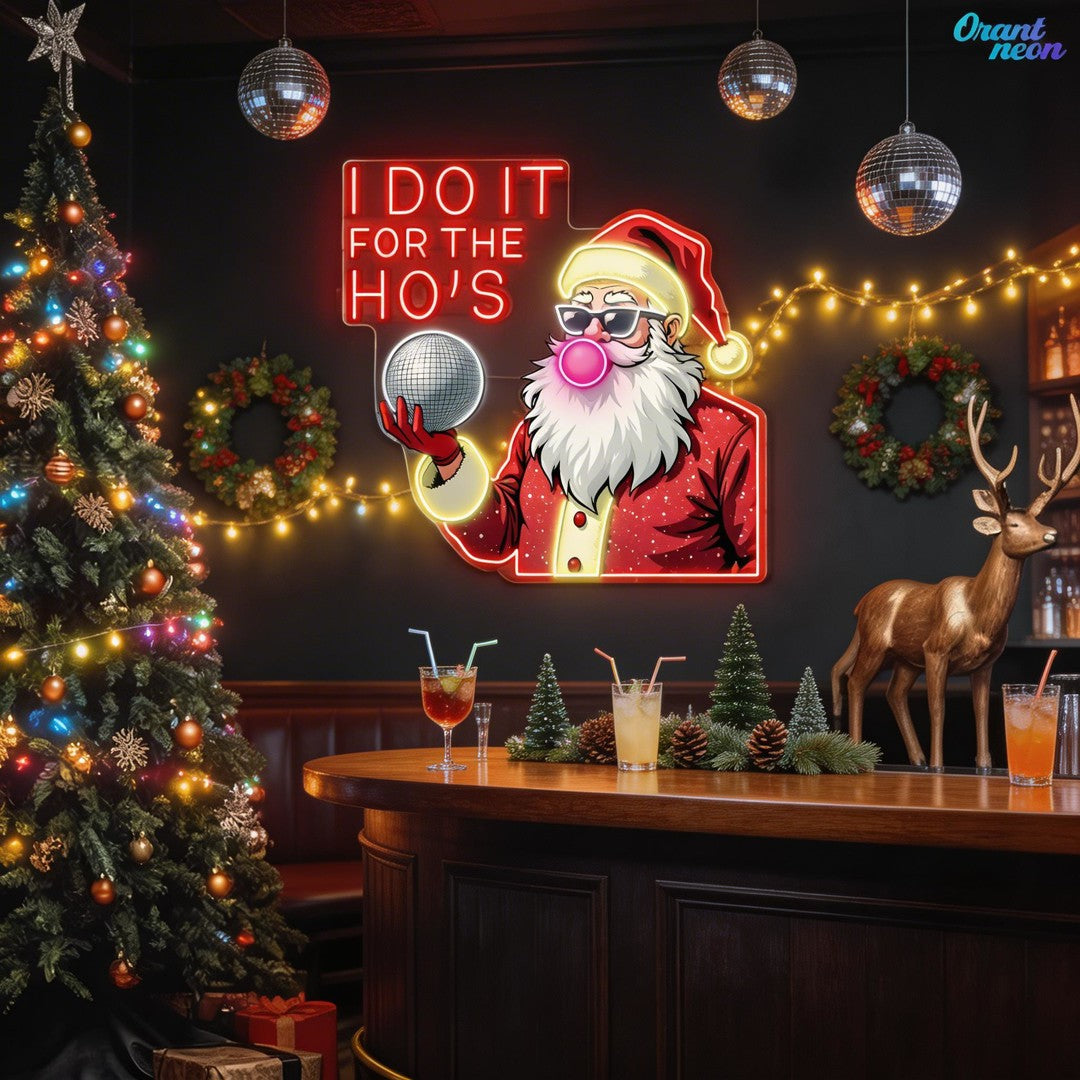 Santa Claus Chewing Gum Christmas Decoration Neon Sign Light Artwork