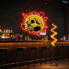 Dirty Skull With Graffity Neon Sign Light Artwork