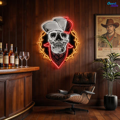 Head of the Dead: Neon Skull with Hat Neon Sign Light Artwork