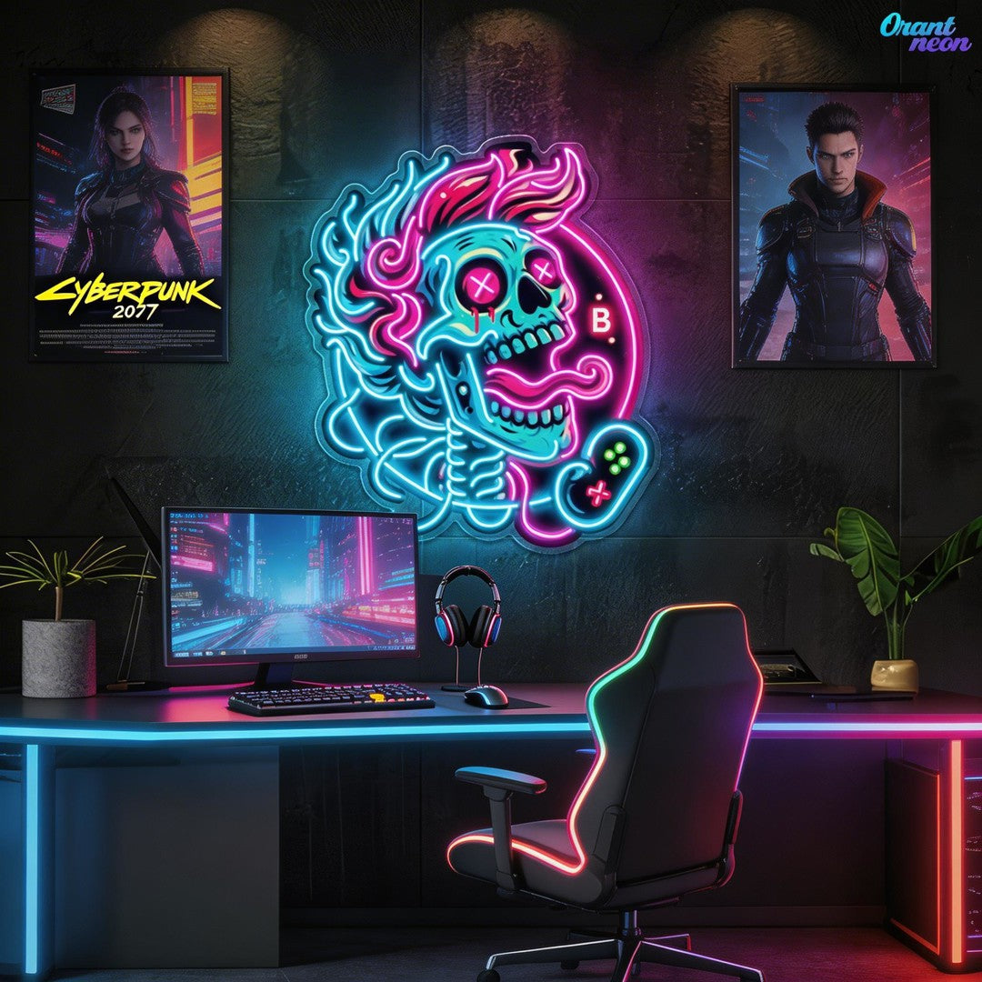 No Game No Light Crazy Skull Neon Sign Light Artwork