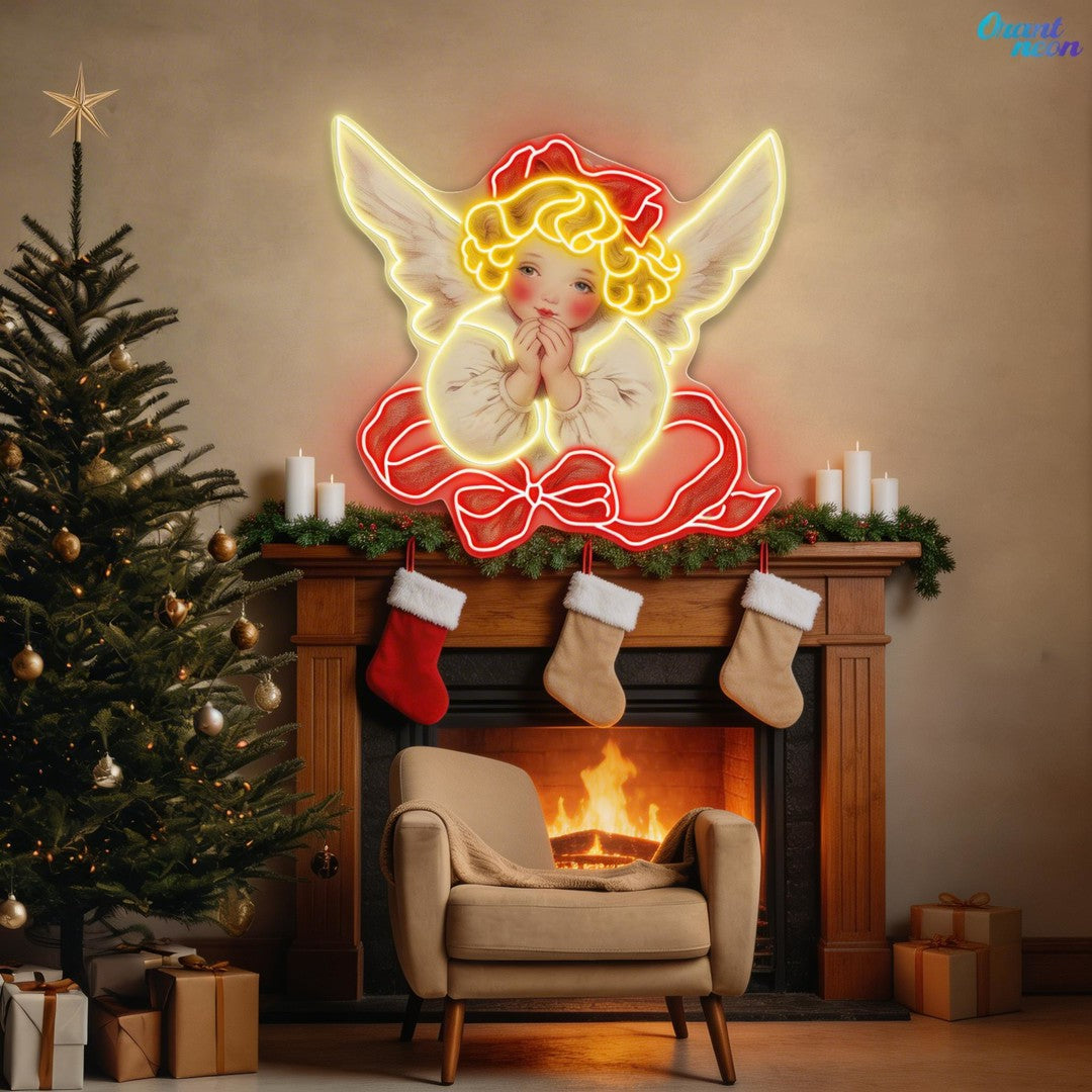 Angelic Blessings for a Peaceful Christmas Neon Light Artwork