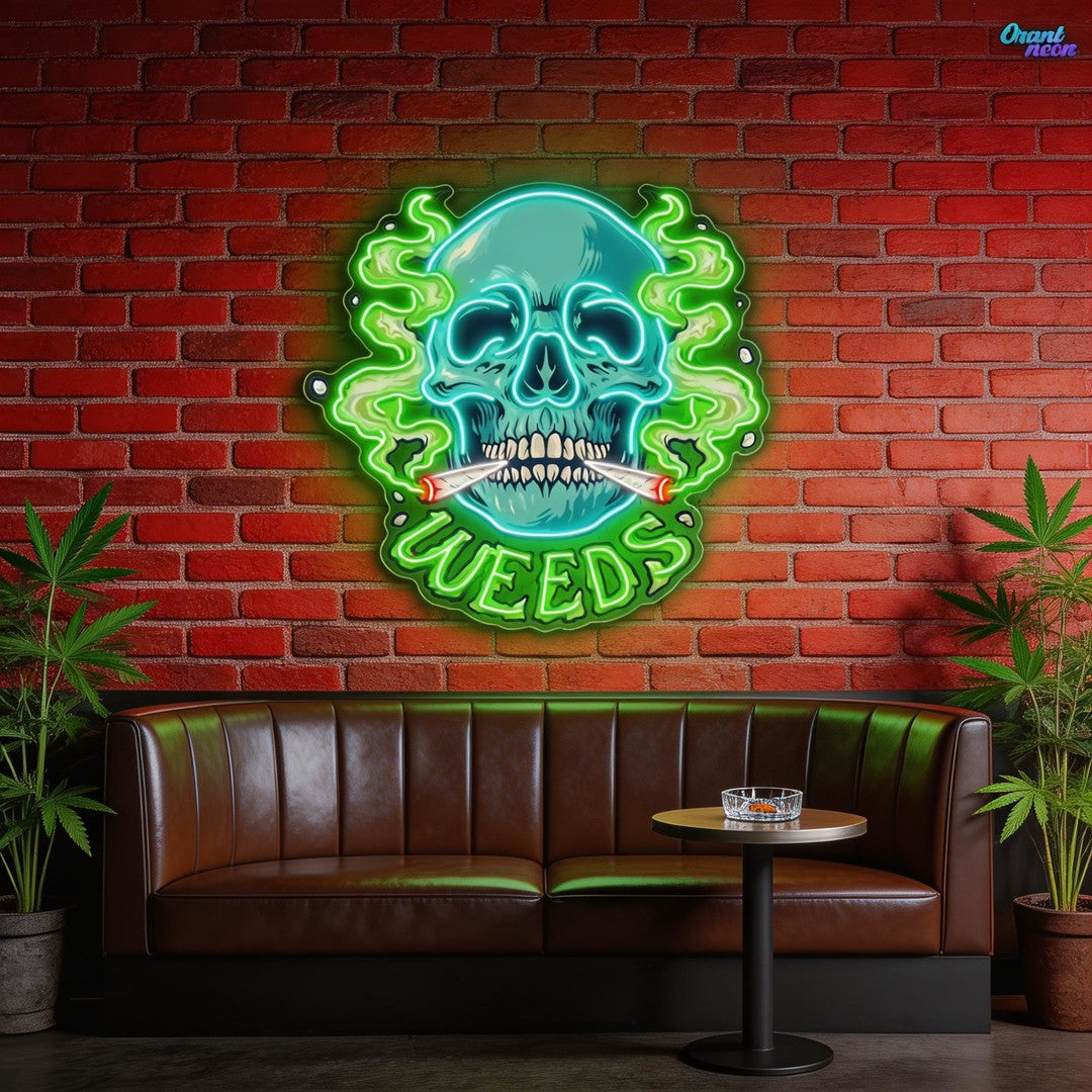 Skull & Smoke: A Blazing Vision Neon Sign Light Artwork