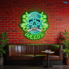 Skull & Smoke: A Blazing Vision Neon Sign Light Artwork