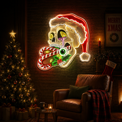 Merry Misfits: Skull & Sweets Christmas Neon Sign Light Artwork