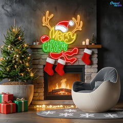 Neon Nights with Santa’s Reindeer Neon Sign Light Artwork