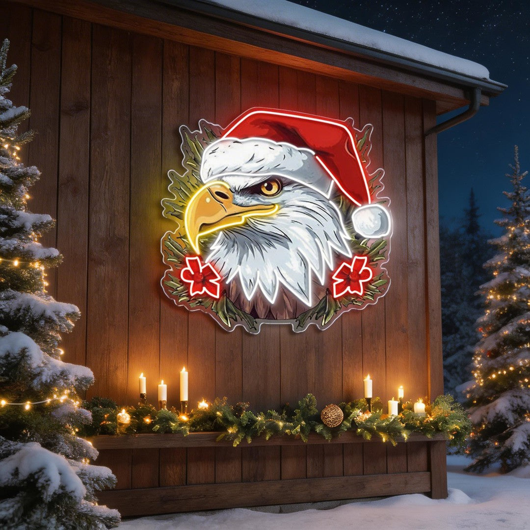 Patriotic Cheer: Christmas Eagle Neon Sign Light Artwork