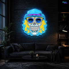 Death's Vacation: Skulls in Paradise Neon Sign Light Artwork