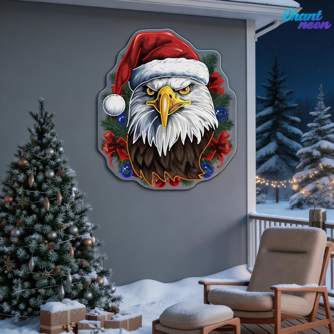 Pines & Pride: Christmas Eagle Neon Sign Light Artwork