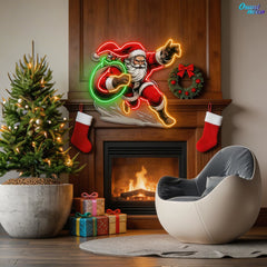 Rushing Claus: Christmas Countdown Neon Sign Light Artwork