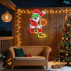 Basketball Bliss with Santa Claus Neon Sign Light Artwork