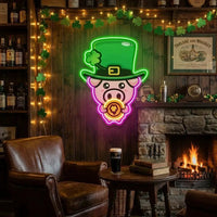 Pig Luck St Patrick's Day Artwork Led Neon Sign Light