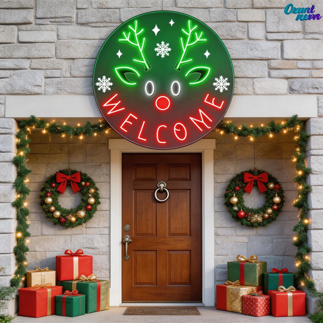 Welcome Christmas Moose Neon Sign Light Artwork
