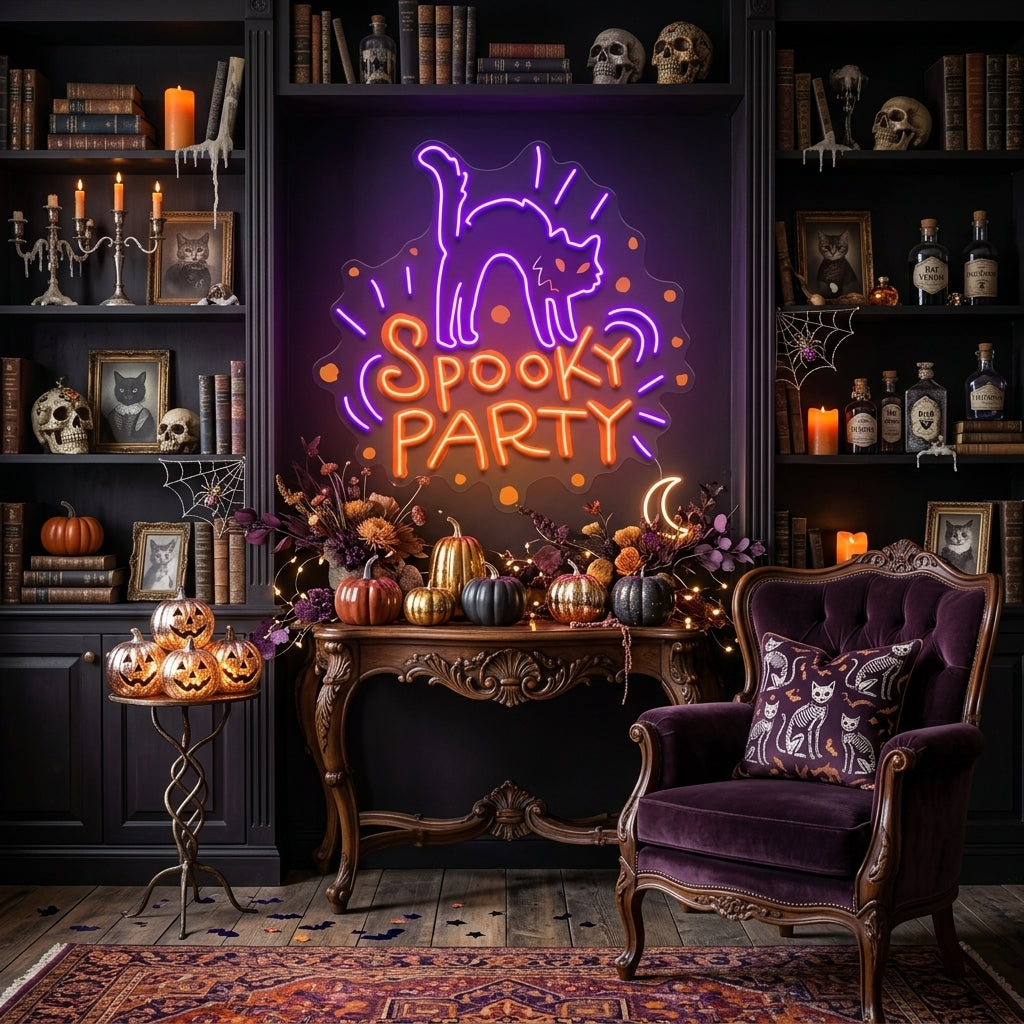 Halloween Theme SPOOKY PARTY LED Neon Sign Light Pop Art