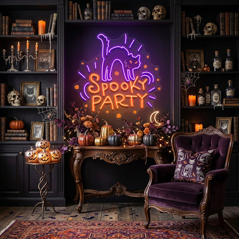 Halloween Theme SPOOKY PARTY LED Neon Sign Light Pop Art