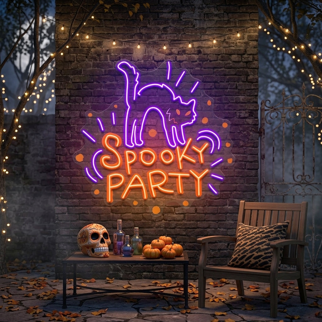 Halloween Theme SPOOKY PARTY LED Neon Sign Light Pop Art