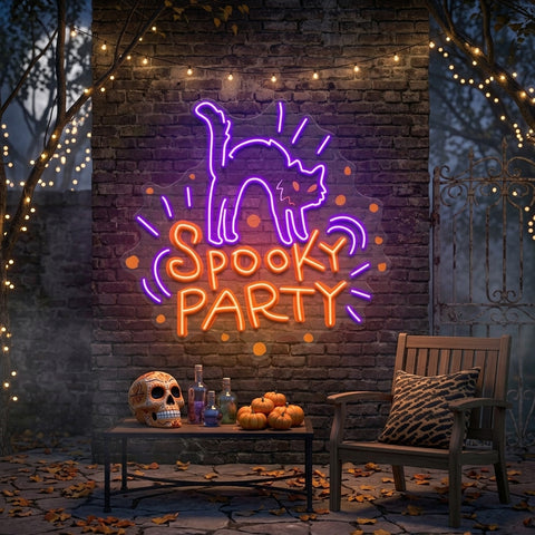 Halloween Theme SPOOKY PARTY LED Neon Sign Light Pop Art