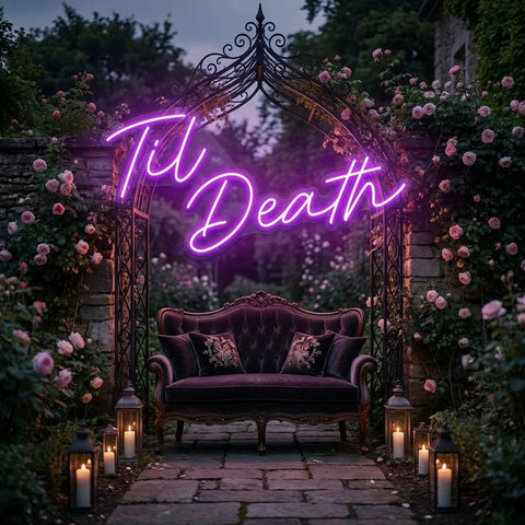 Til Death Led Neon Sign Light, Neon Sign Wedding, Neon Sign Wedding Backdrop