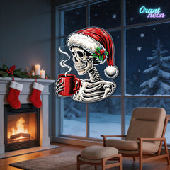 Skull & Sip: Christmas Chill Neon Sign Light Artwork