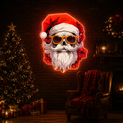 Sleighin' It: A Cool Christmas Skull Neon Sign Light Artwork