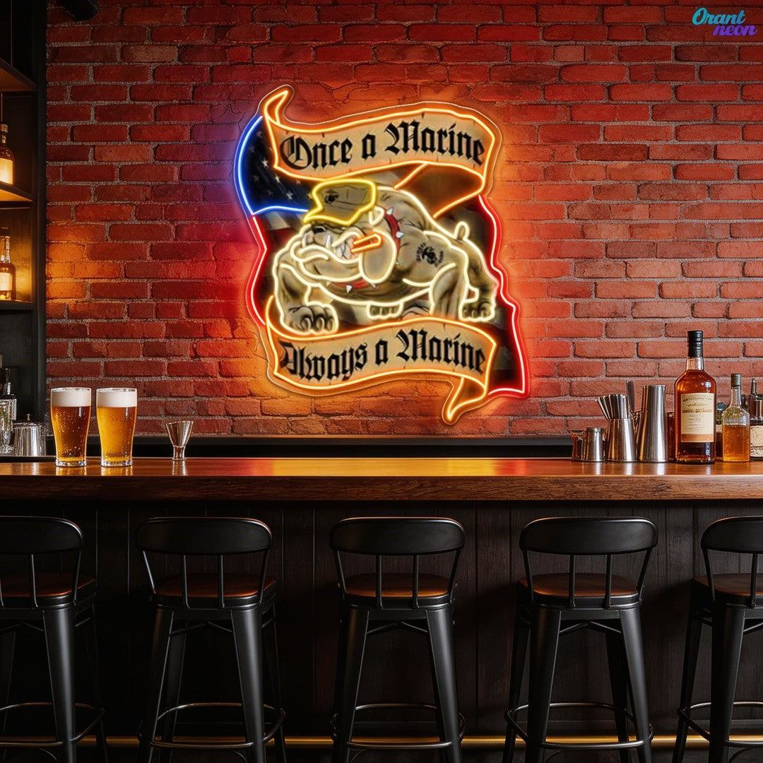 Veteran & Pug: Loyalty in Light Neon Sign Light Artwork