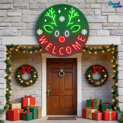 Welcome Christmas Moose Neon Sign Light Artwork