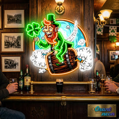 Patrick's Day Goblin Flying On A Wine Valley Holding A Four Leaf Clover Led Neon Acrylic Artwork
