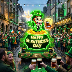 Patrick's Day Goblin Holding Beer In Money Valley Led Neon Acrylic Artwork