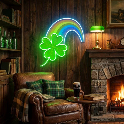 Four Leaf Clover Saint Patrick's Day Artwork Led Neon Sign Light