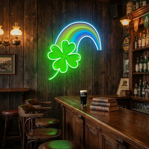 Four Leaf Clover Saint Patrick's Day Artwork Led Neon Sign Light