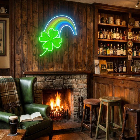 Four Leaf Clover Saint Patrick's Day Artwork Led Neon Sign Light