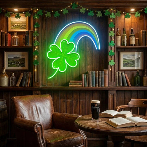 Four Leaf Clover Saint Patrick's Day Artwork Led Neon Sign Light