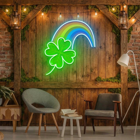 Four Leaf Clover Saint Patrick's Day Artwork Led Neon Sign Light