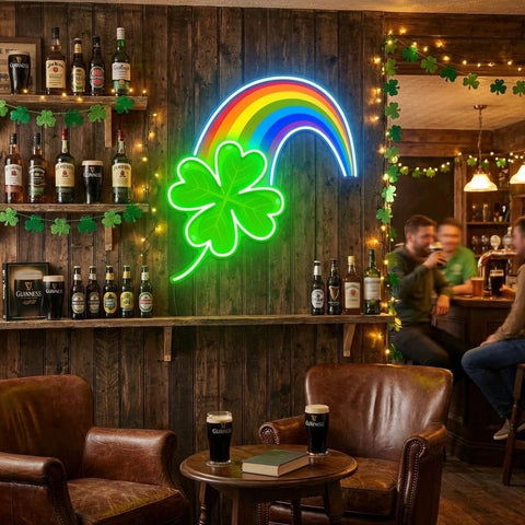 Four Leaf Clover Saint Patrick's Day Artwork Led Neon Sign Light
