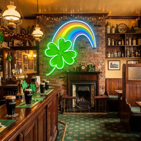 Four Leaf Clover Saint Patrick's Day Artwork Led Neon Sign Light