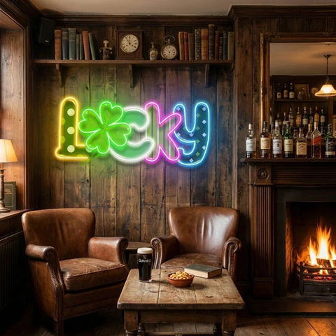 Lucky 2 St Patrick's Day Artwork Led Neon Sign Light