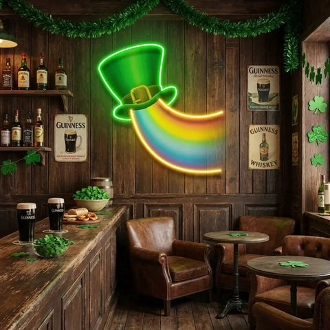 Rainbow Lucky St Patrick's Day Artwork Led Neon Sign Light