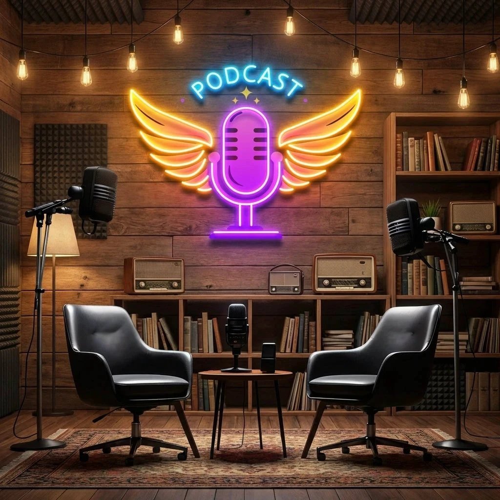 Custom Name Podcast LED Neon Light - Custom Artwork for Studio Decor