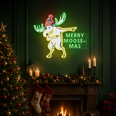 Christmas Spirit in Neon Lights: A Moose Collection Neon Sign Light Artwork