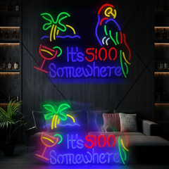 It's 5 O'clock Somewhere Neon Sign Tiki Bar Neon Light