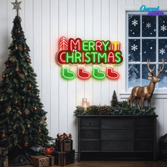 Christmas Stockings in Neon: A Bright Holiday Wish Neon Sign Light Artwork