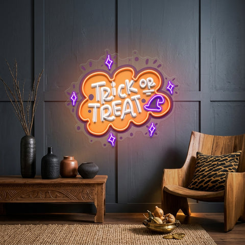 Trick Or Treat Halloween Theme LED Neon Sign Light Pop Art