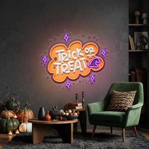 Trick Or Treat Halloween Theme LED Neon Sign Light Pop Art