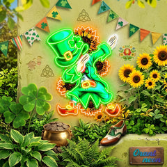 Patrick's Day Goblin A Dap with Sunflowers Led Neon Acrylic Artwork