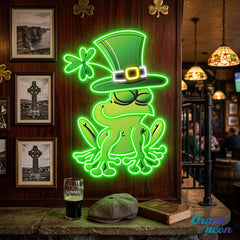 Patrick's Day Frog Wearing Hat and Sleeping Led Neon Acrylic Artwork