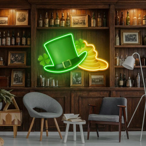 Patrick Gold St Patrick's Day Artwork Led Neon Sign Light